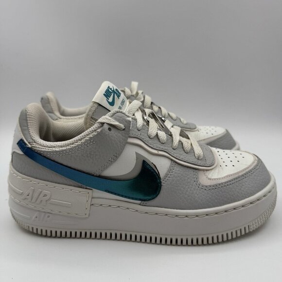 Nike Air Force 1 Shadow Low Womens Size 7 White Spruce Green Gray DR7856-100 - Picture 1 of 14